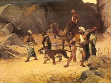 アラブ Painting - 虎狩り アラビアの画家 ルドルフ・エルンスト